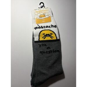 Mens Funny Mustache Theme Socks "I Mustache You A Question" Crew Size 10-13 NEW